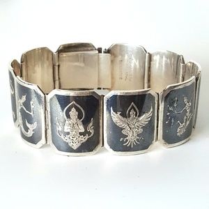 Vintage ALEX & CO. STERLING Siam Niello Bracelet